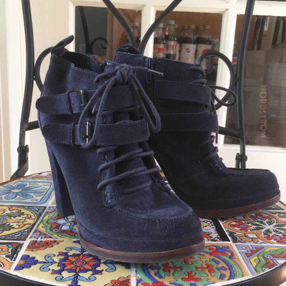 Dolce Vita Navy Suede Platform Booties - Picture 2 of 8